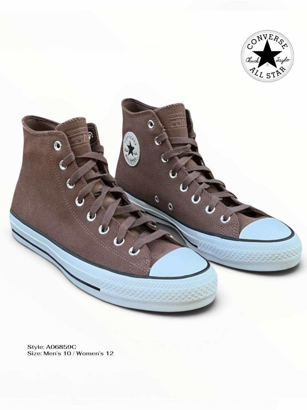 Converse CONS Chuck Taylor All Star Pro Hi Suede Brown Skate Shoes Unisex Men 10